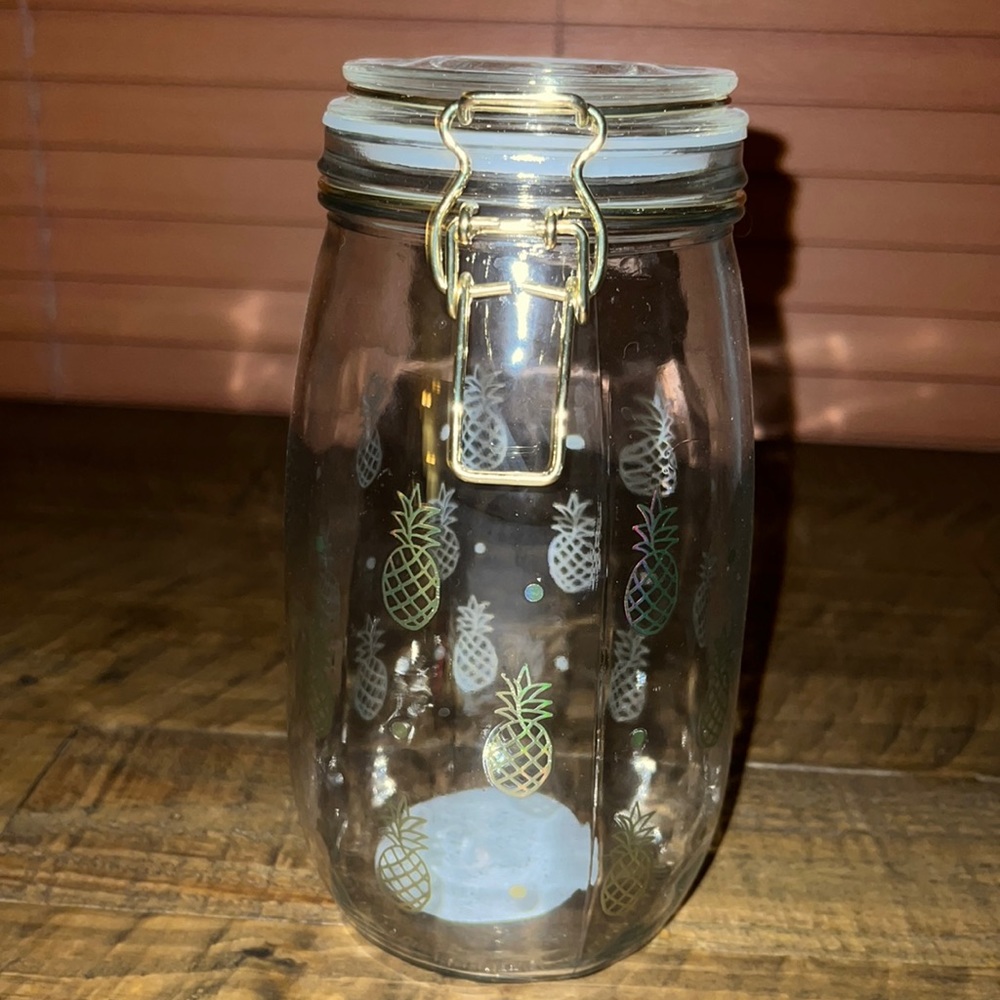 Mainstays Iridescent Gold Pineapple Glass Canister